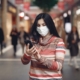 Woman with Mask and phone