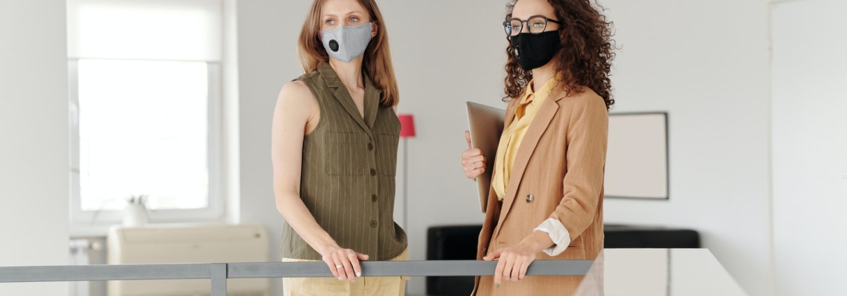 Office workers in masks