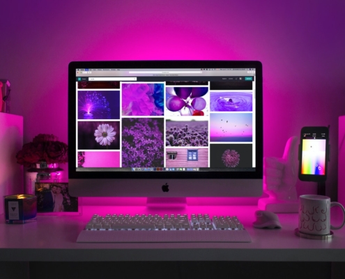 purple video wall