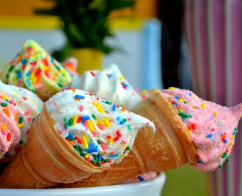 Selection of ice creams with sprinkles